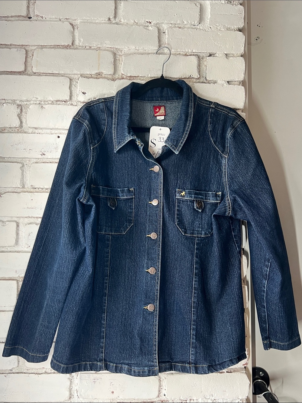 Dark Denim Jacket with Button Details vintage Lois womenโs XL